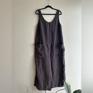 TOAST brand 100% Linen Charcoal Sleeveless Romber/Jumpsuite wideleg with Pockets